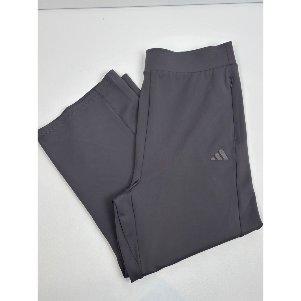 Adidas Mens 2XL Gray Wide Leg Athletic Training Pants Zipper Pockets
